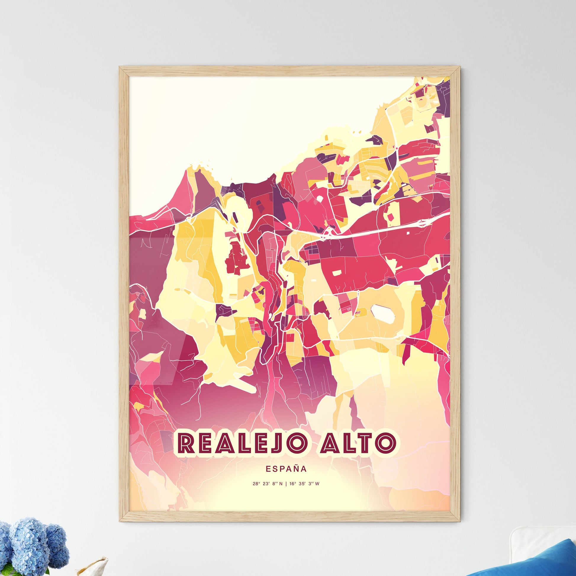 Colorful REALEJO ALTO SPAIN Fine Art Map Hot Red