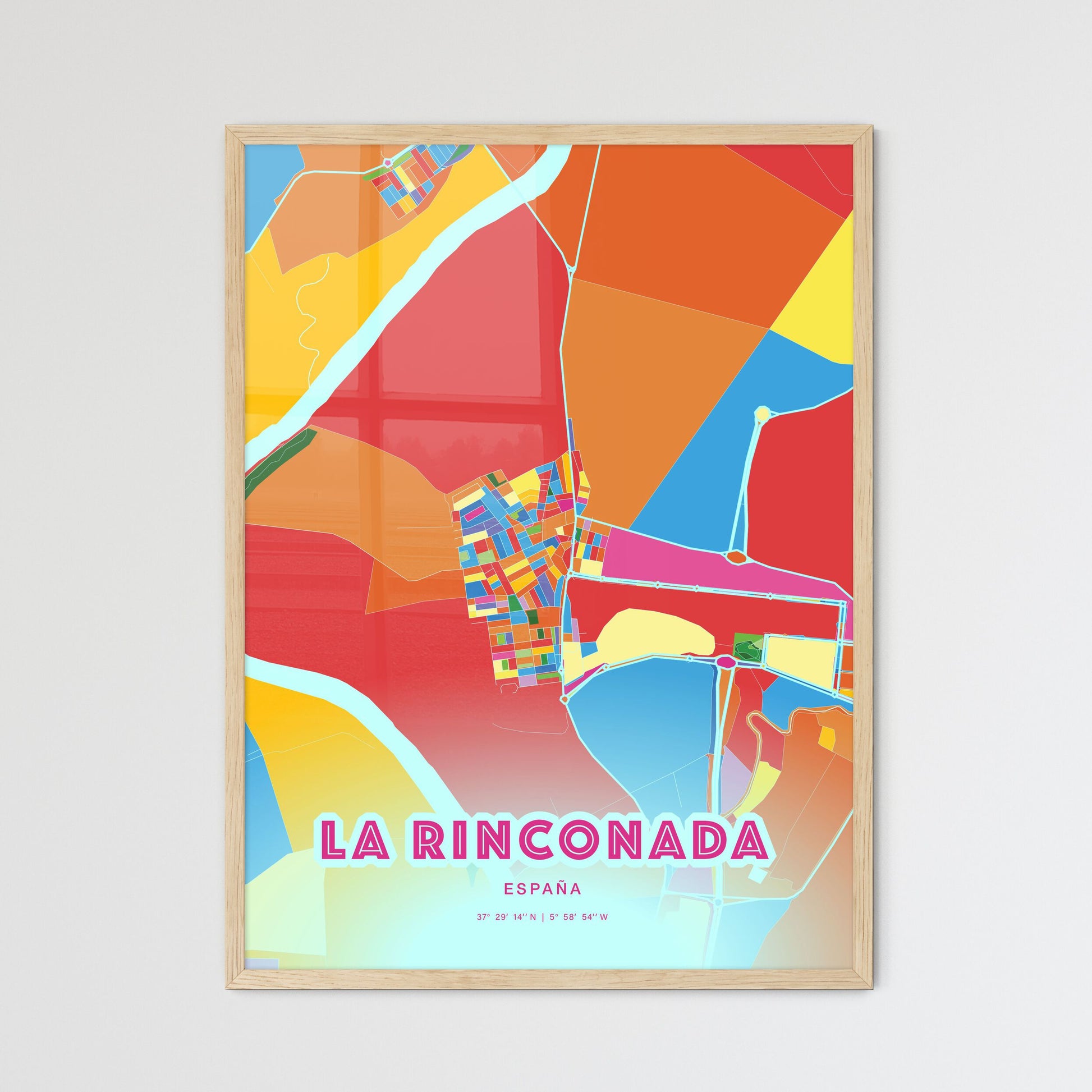 Colorful LA RINCONADA SPAIN Fine Art Map Crazy Colors