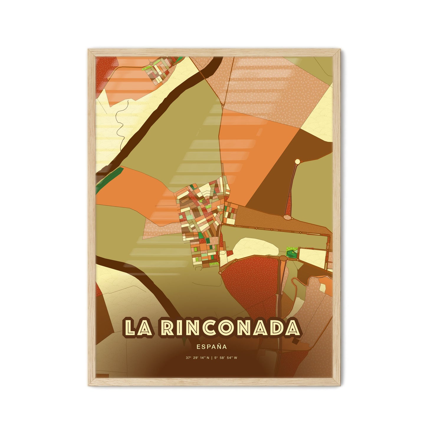 Colorful LA RINCONADA SPAIN Fine Art Map Farmhouse