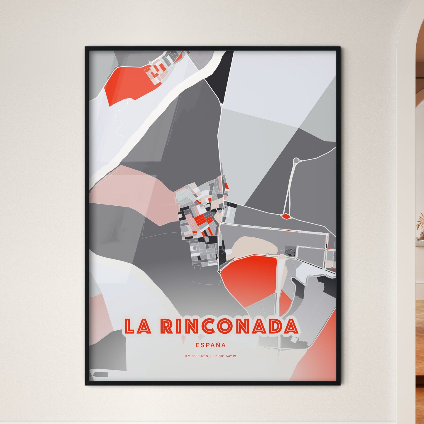 Colorful LA RINCONADA SPAIN Fine Art Map Modern