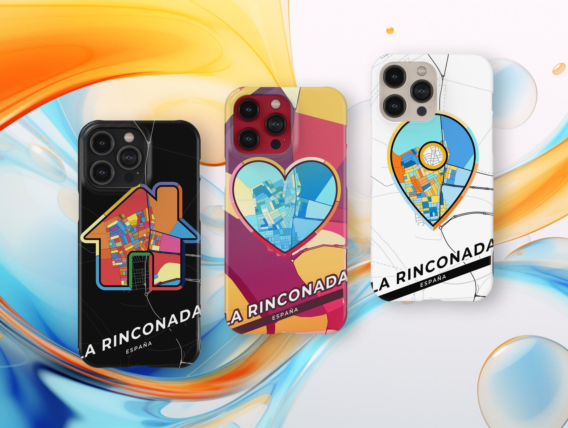 La Rinconada Spain slim phone case with colorful icon. Birthday, wedding or housewarming gift. Couple match cases.