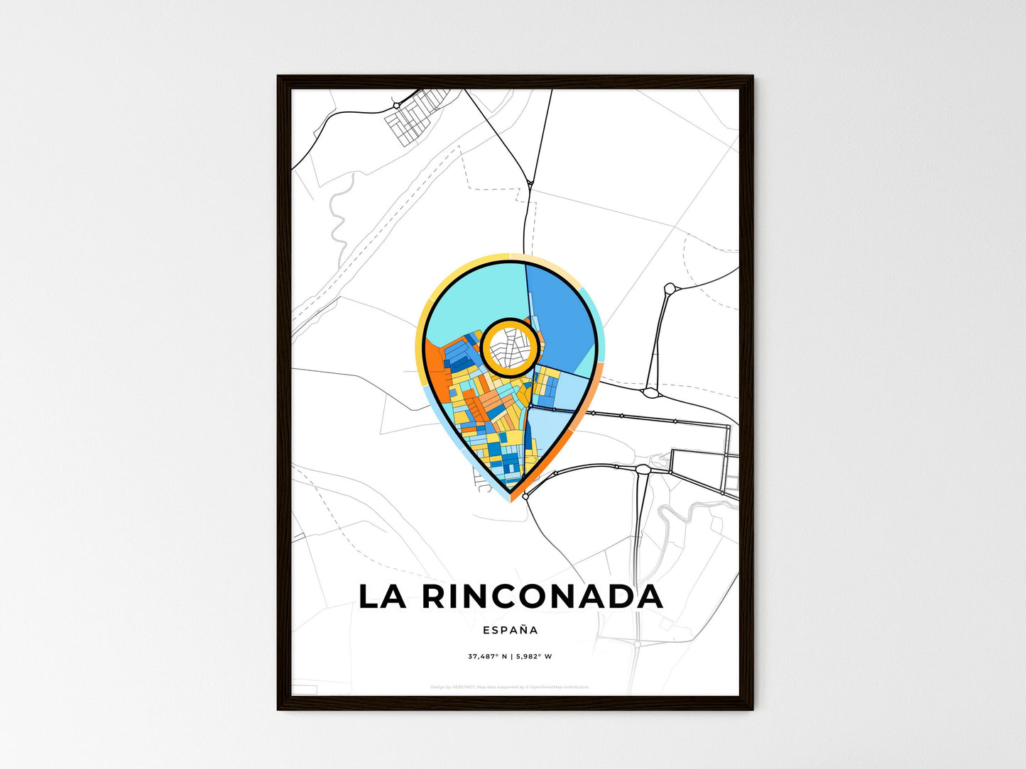 La Rinconada Spain wedding art map with pointer icon