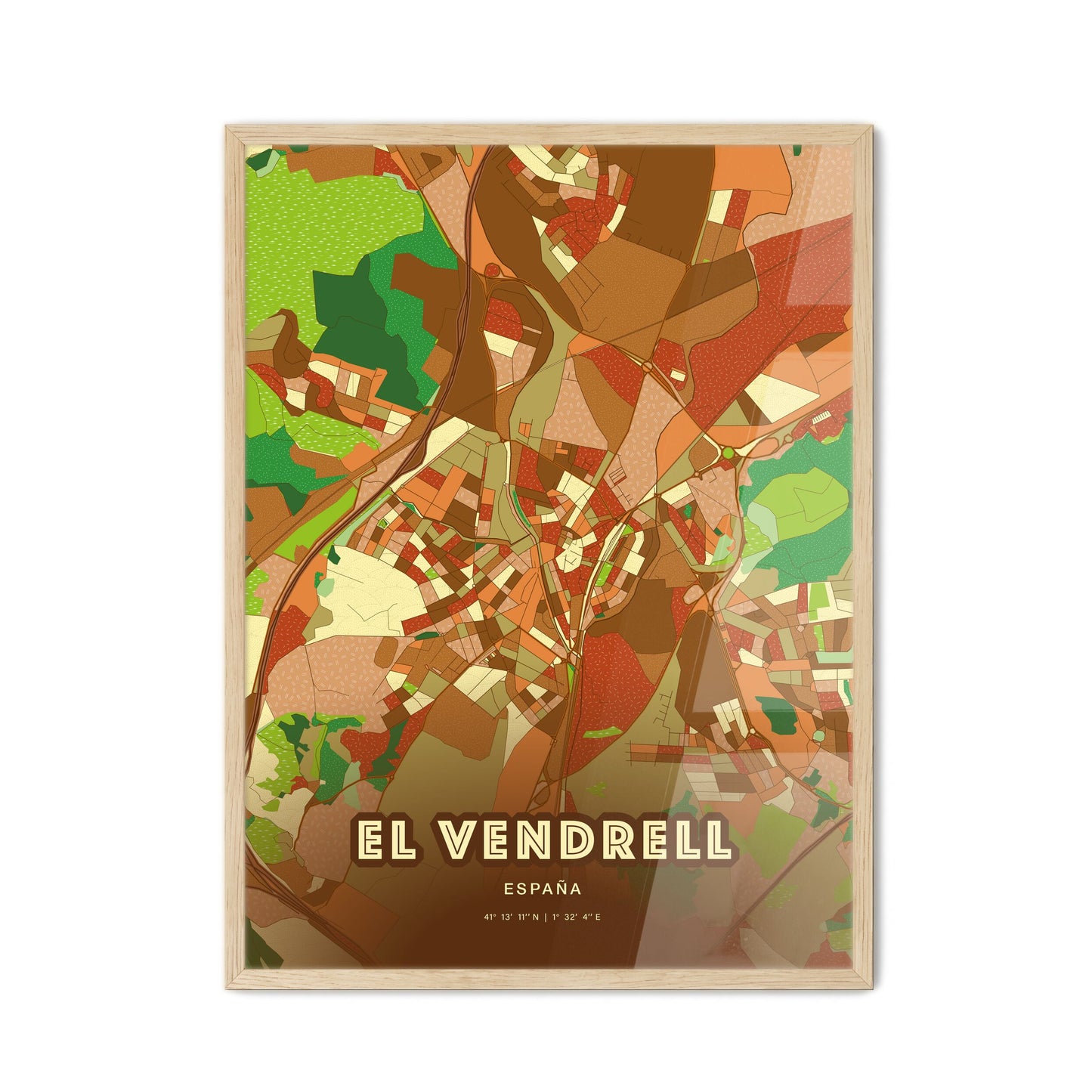 Colorful EL VENDRELL SPAIN Fine Art Map Farmhouse