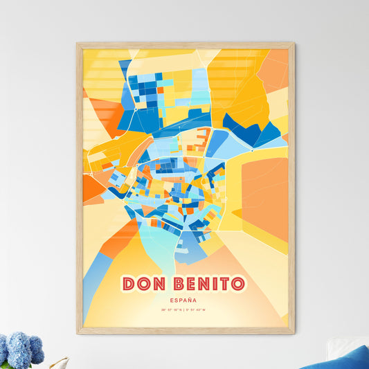 Colorful DON BENITO SPAIN Fine Art Map Blue Orange