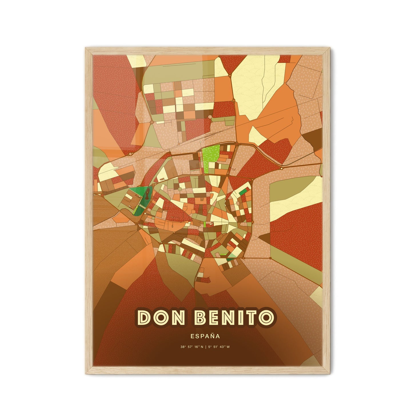 Colorful DON BENITO SPAIN Fine Art Map Farmhouse