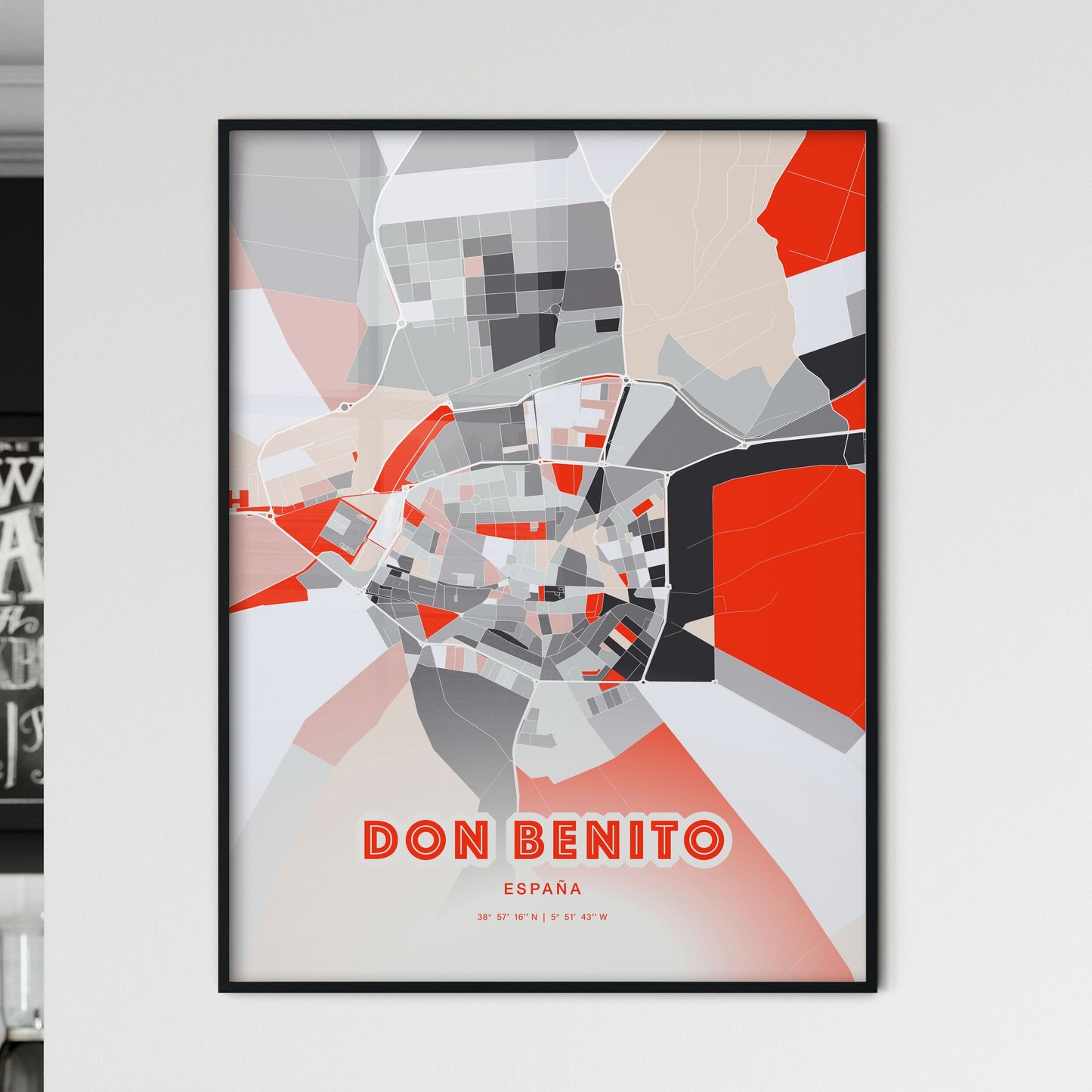 Colorful DON BENITO SPAIN Fine Art Map Modern