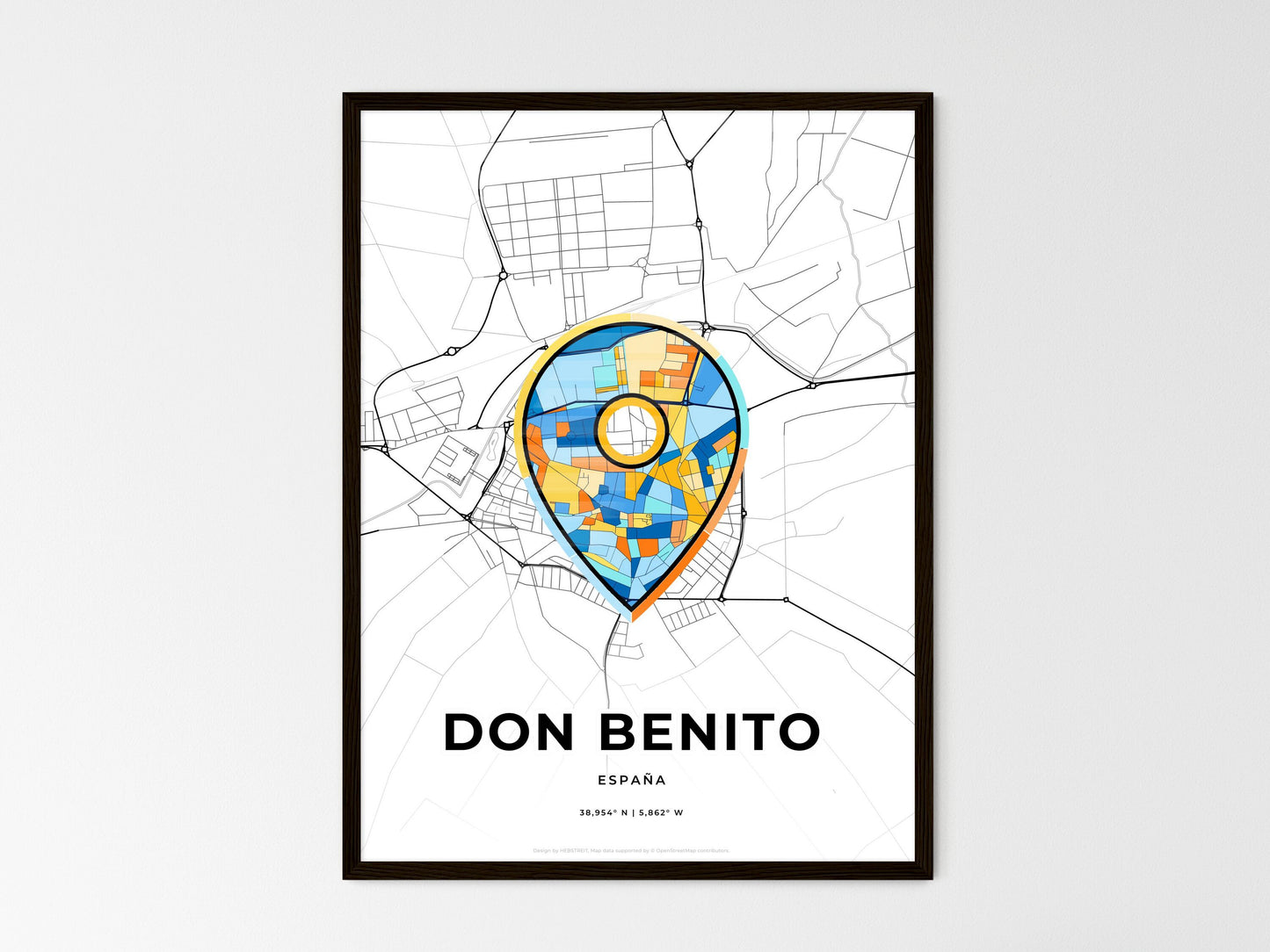 Don Benito Spain wedding art map with pointer icon