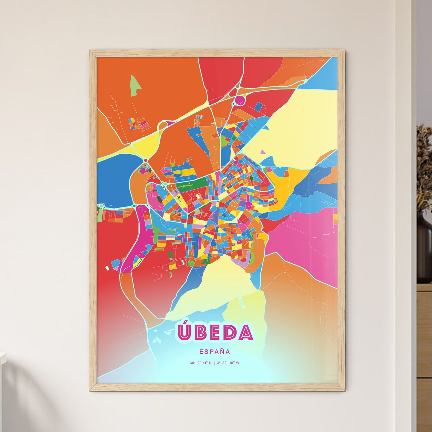 Colorful ÚBEDA SPAIN Fine Art Map Crazy Colors