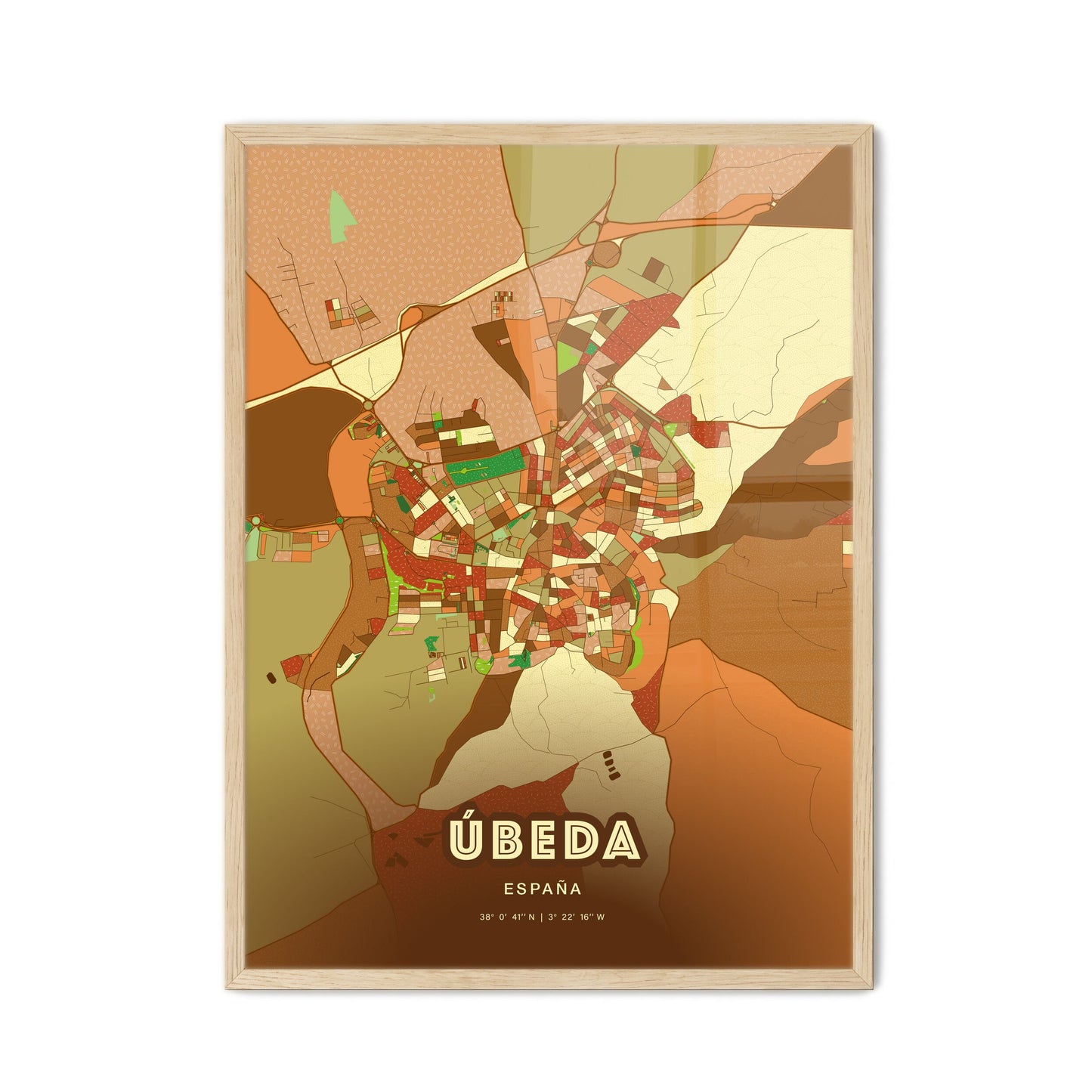 Colorful ÚBEDA SPAIN Fine Art Map Farmhouse