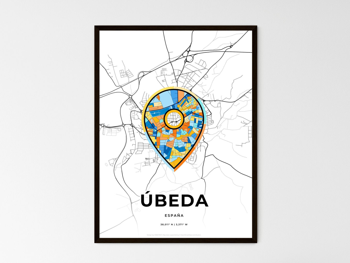 Úbeda Spain wedding art map with pointer icon