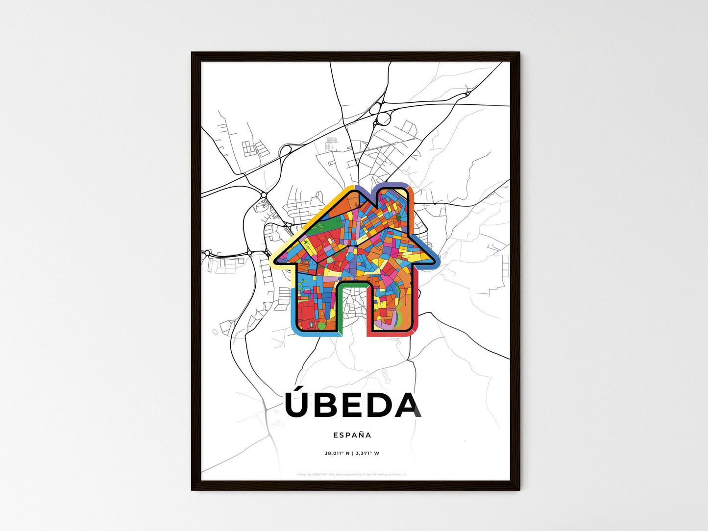 Úbeda Spain wedding art map with home icon