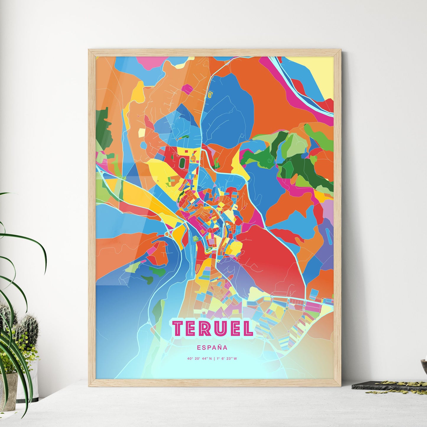 Colorful TERUEL SPAIN Fine Art Map Crazy Colors