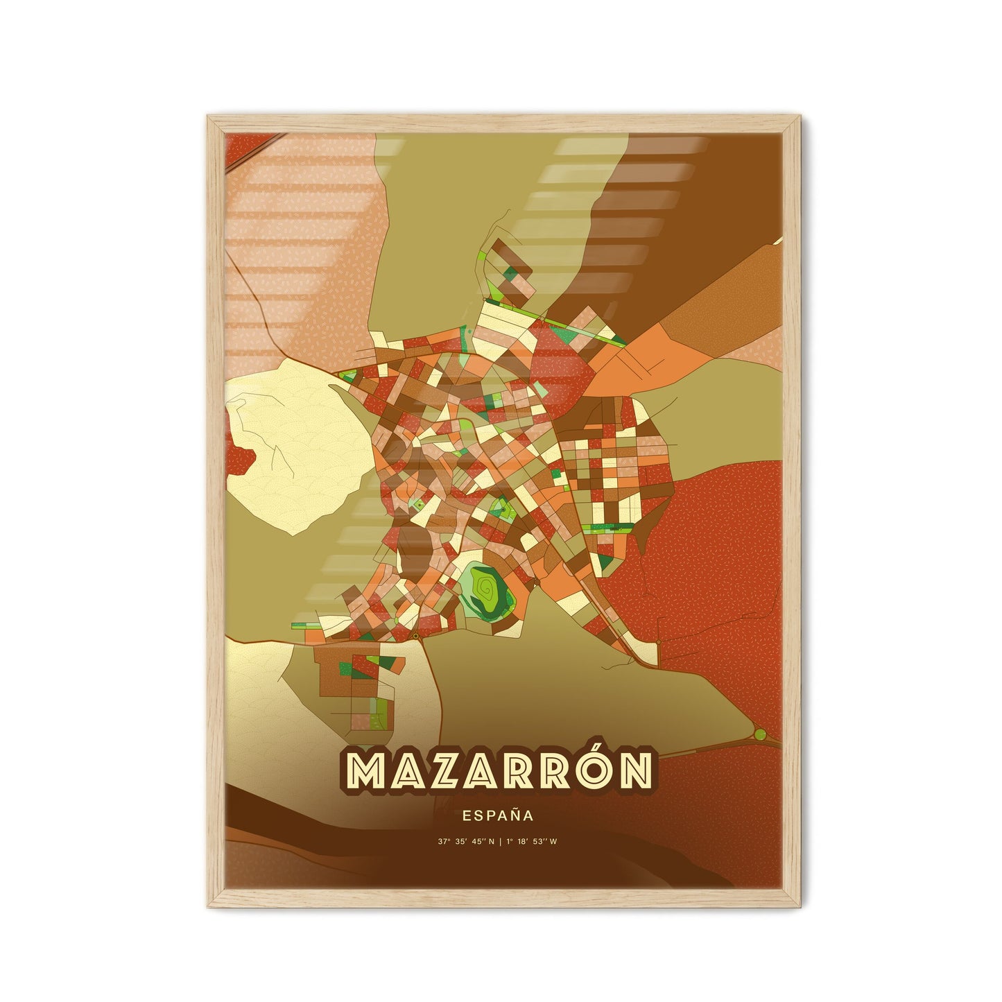 Colorful MAZARRÓN SPAIN Fine Art Map Farmhouse