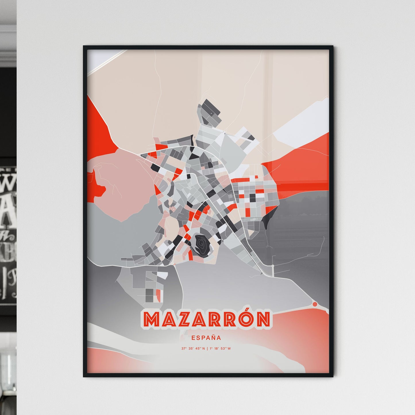 Colorful MAZARRÓN SPAIN Fine Art Map Modern