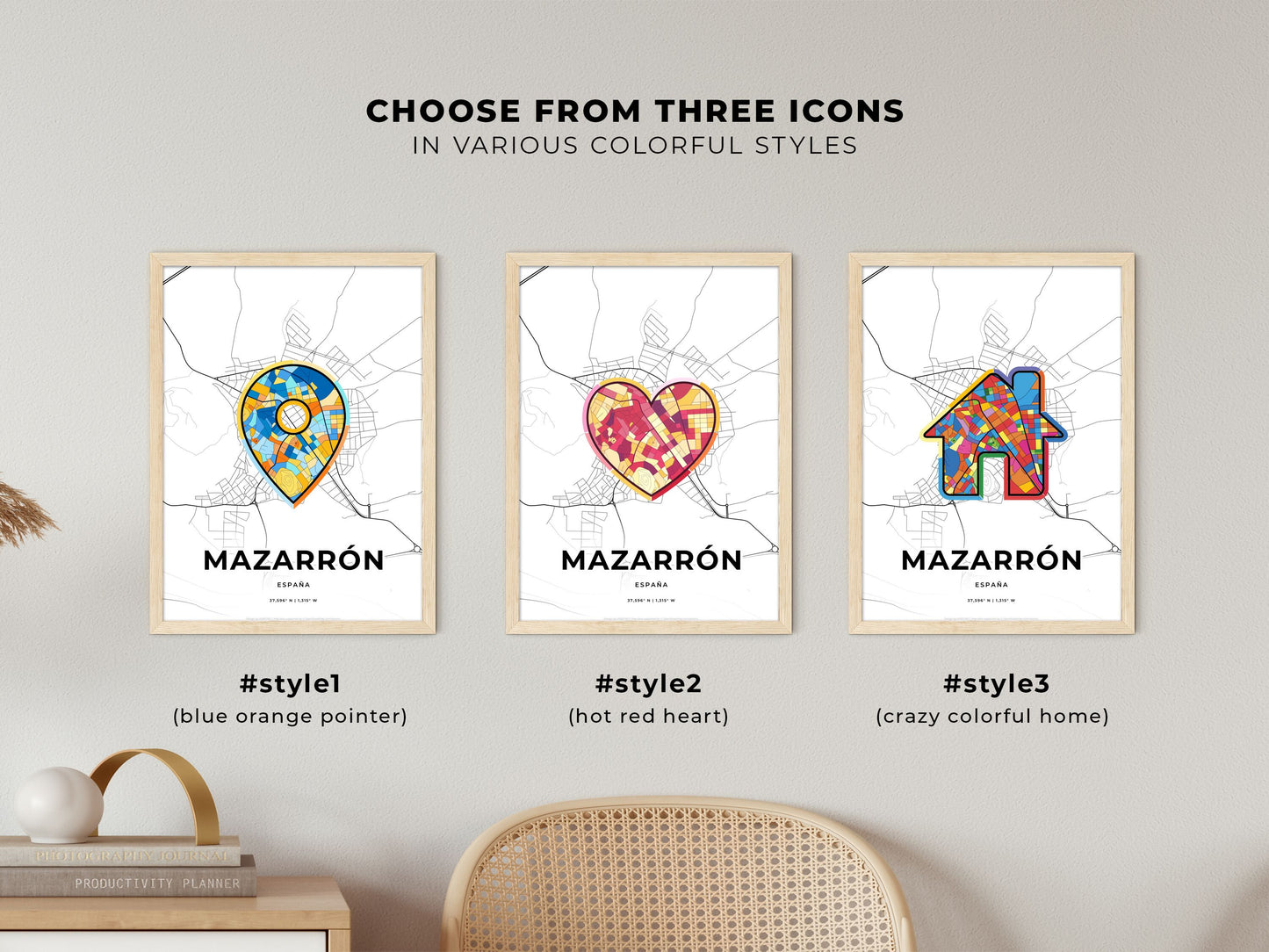 Mazarrón Spain maps with colorful icons