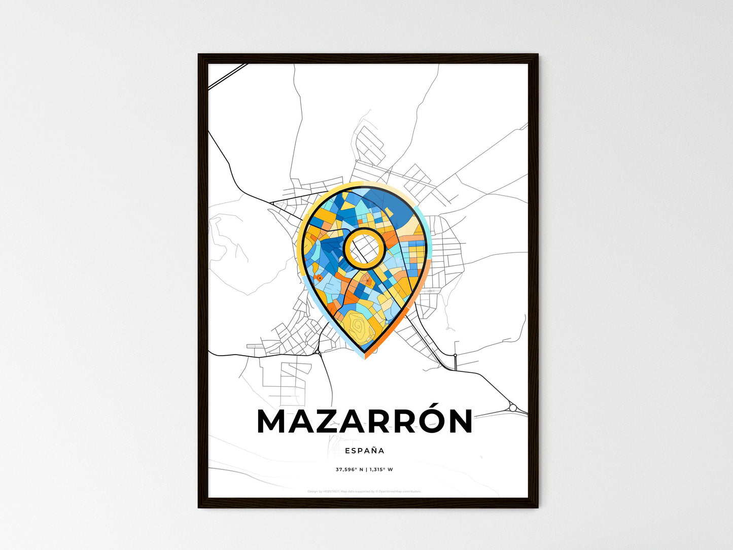 Mazarrón Spain wedding art map with pointer icon