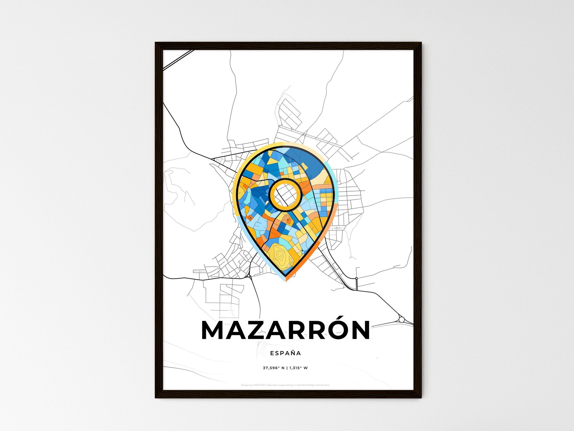 Mazarrón Spain wedding art map with pointer icon