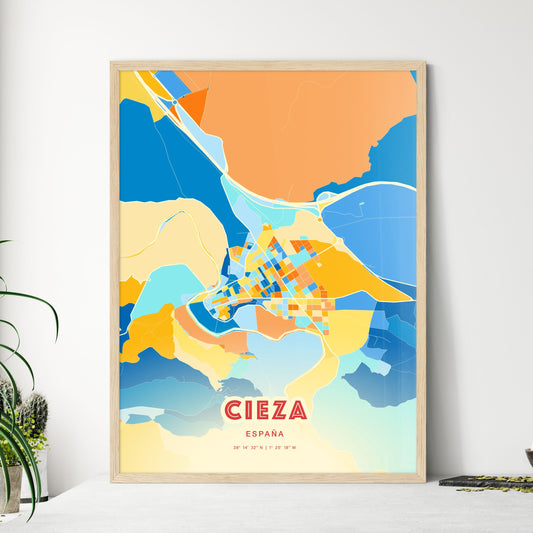 Colorful CIEZA SPAIN Fine Art Map Blue Orange