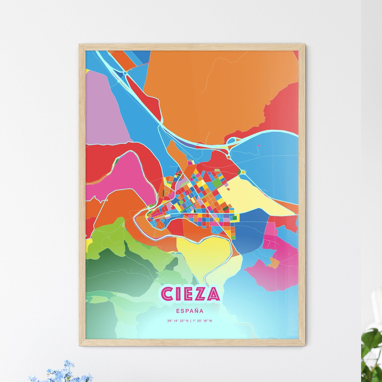 Colorful CIEZA SPAIN Fine Art Map Crazy Colors