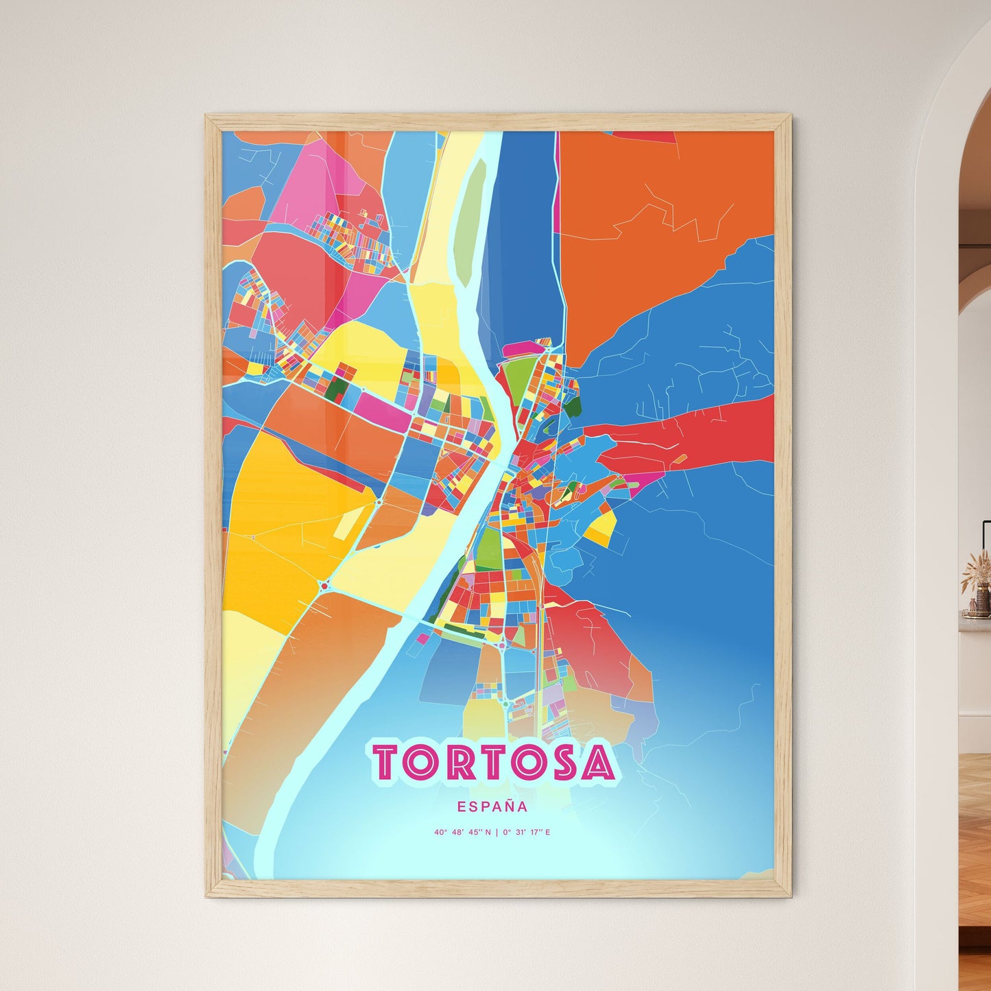 Colorful TORTOSA SPAIN Fine Art Map Crazy Colors