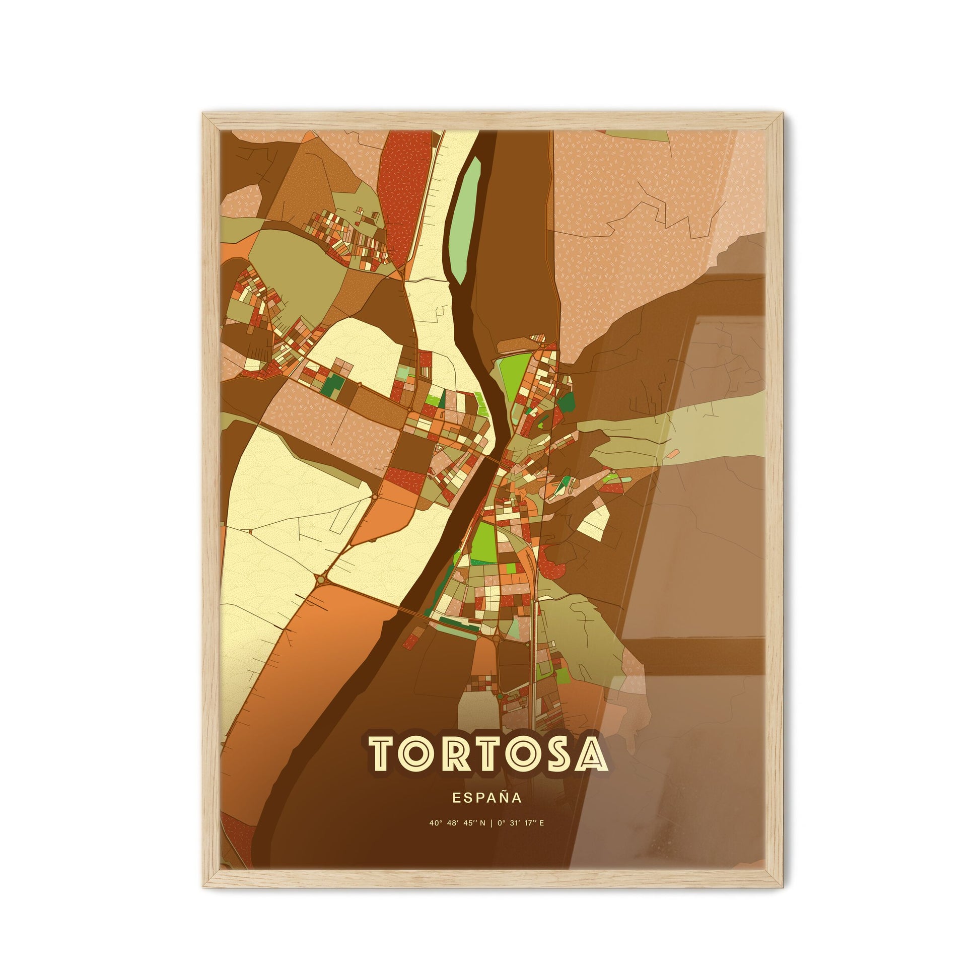 Colorful TORTOSA SPAIN Fine Art Map Farmhouse