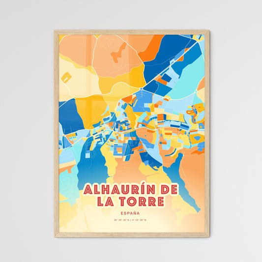 Colorful ALHAURÍN DE LA TORRE SPAIN Fine Art Map Blue Orange