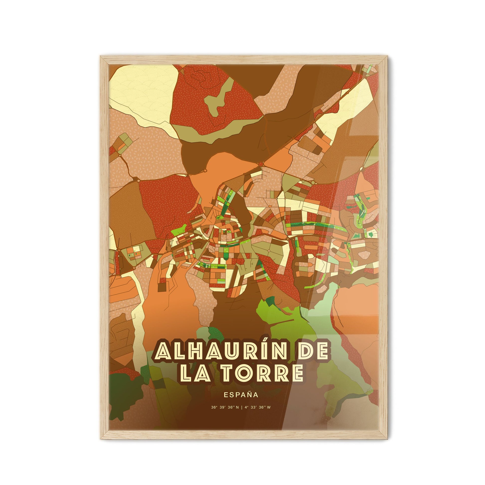 Colorful ALHAURÍN DE LA TORRE SPAIN Fine Art Map Farmhouse