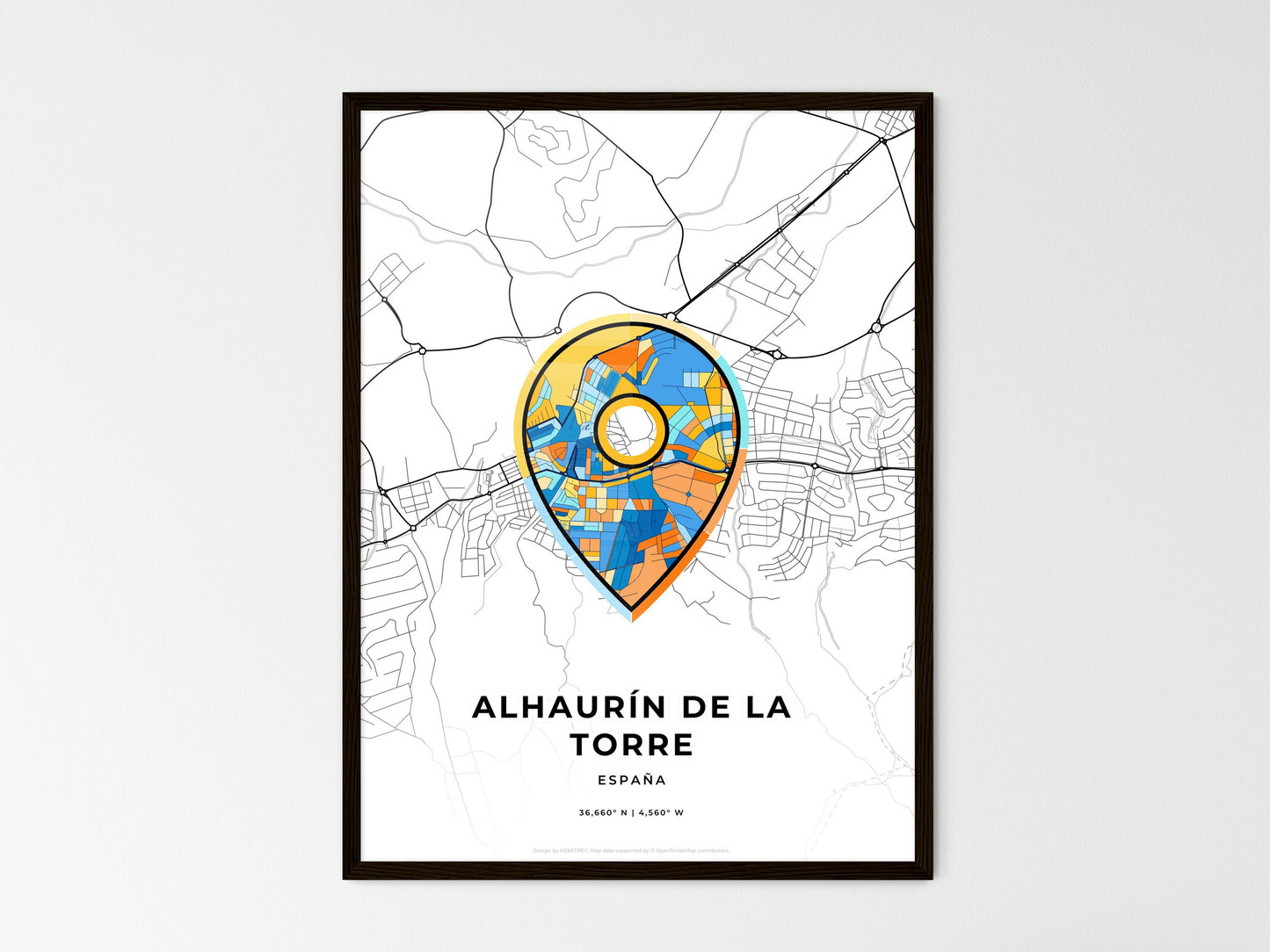 Alhaurín De La Torre Spain wedding art map with pointer icon