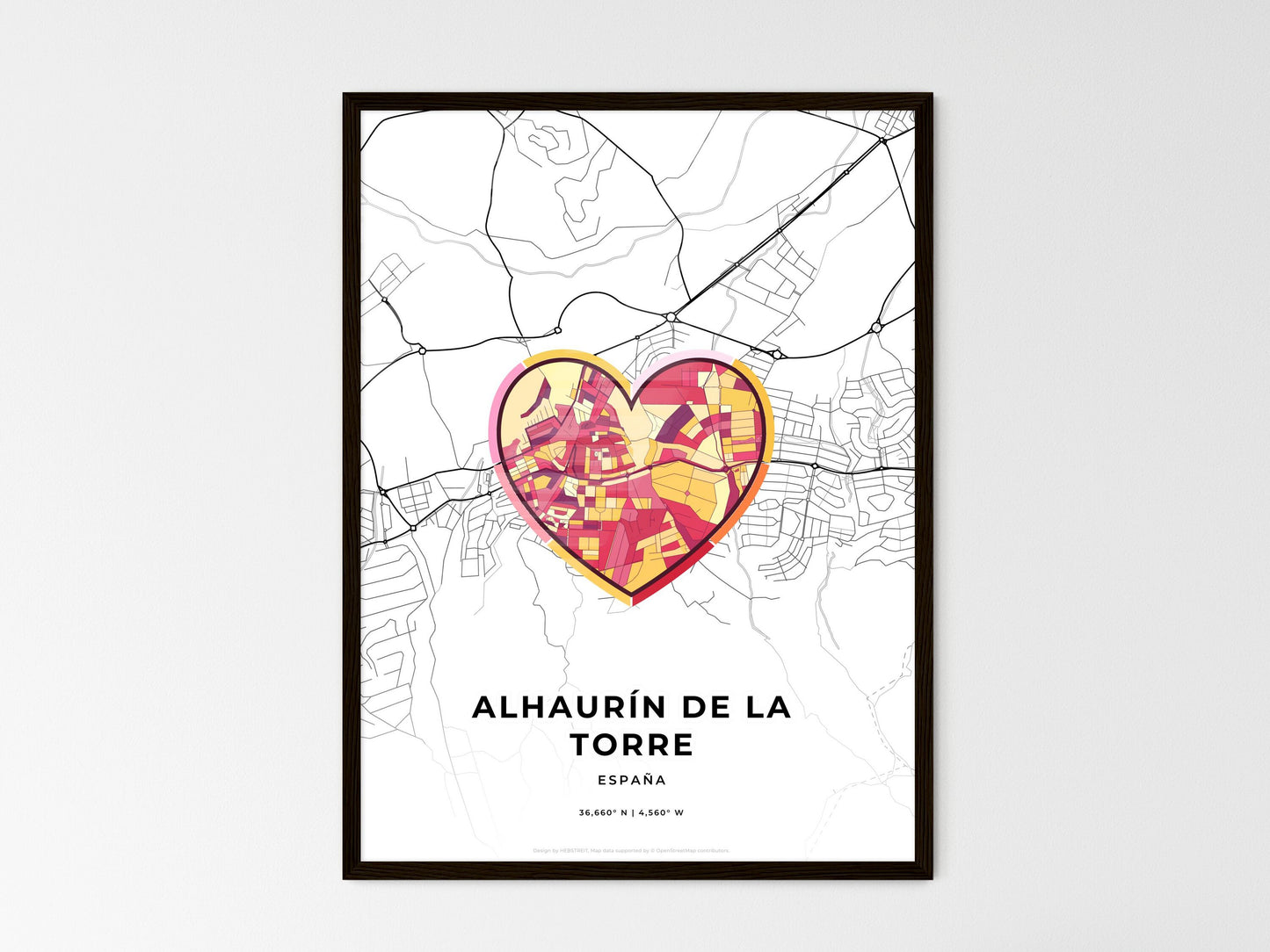 Alhaurín De La Torre Spain wedding art map with heart icon