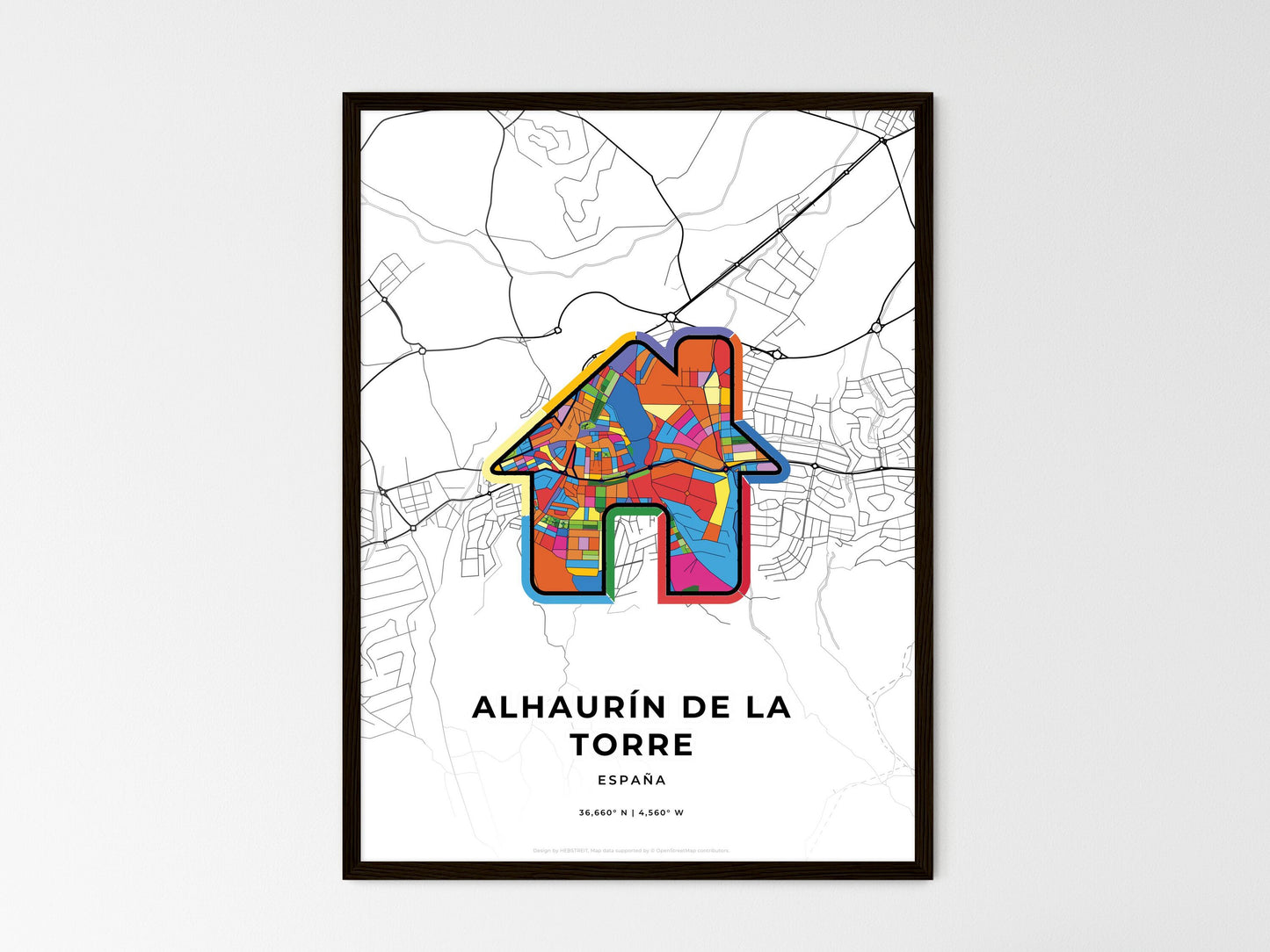 Alhaurín De La Torre Spain wedding art map with home icon