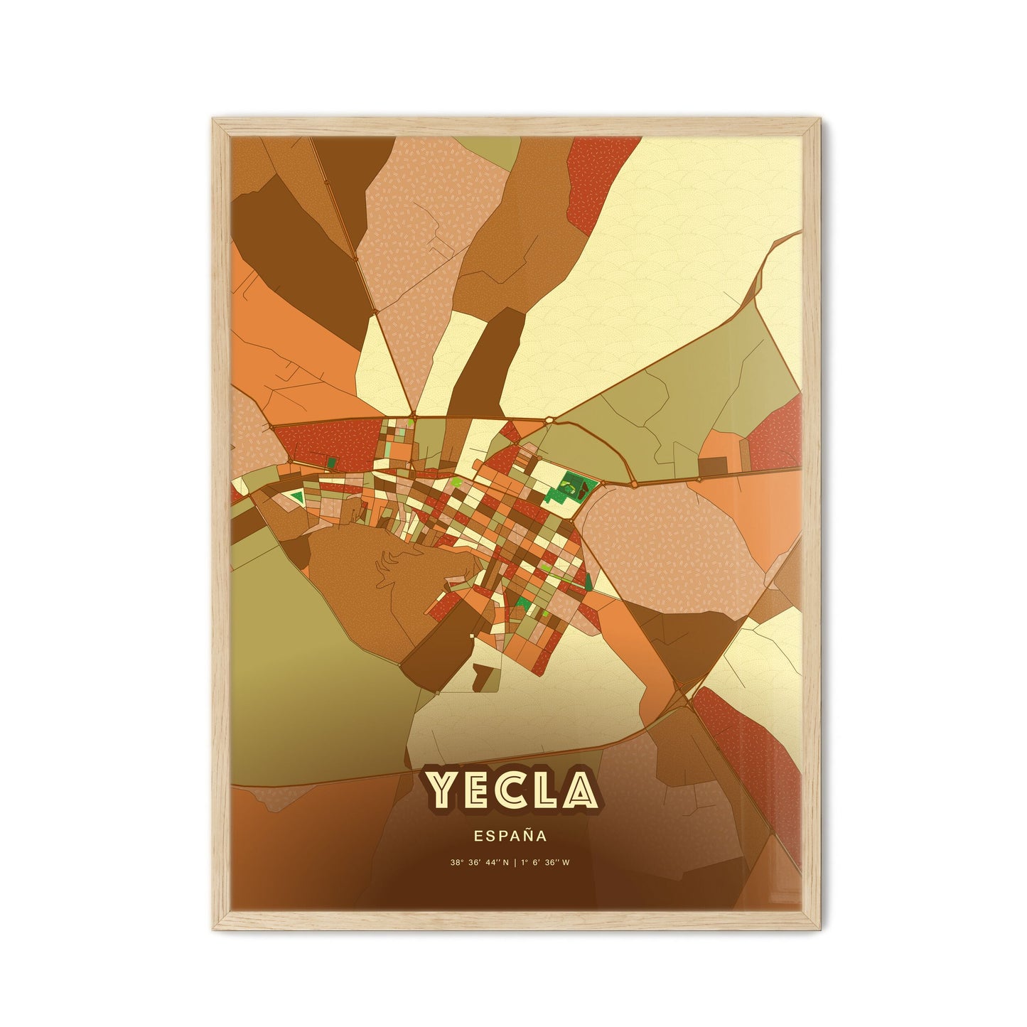 Colorful YECLA SPAIN Fine Art Map Farmhouse