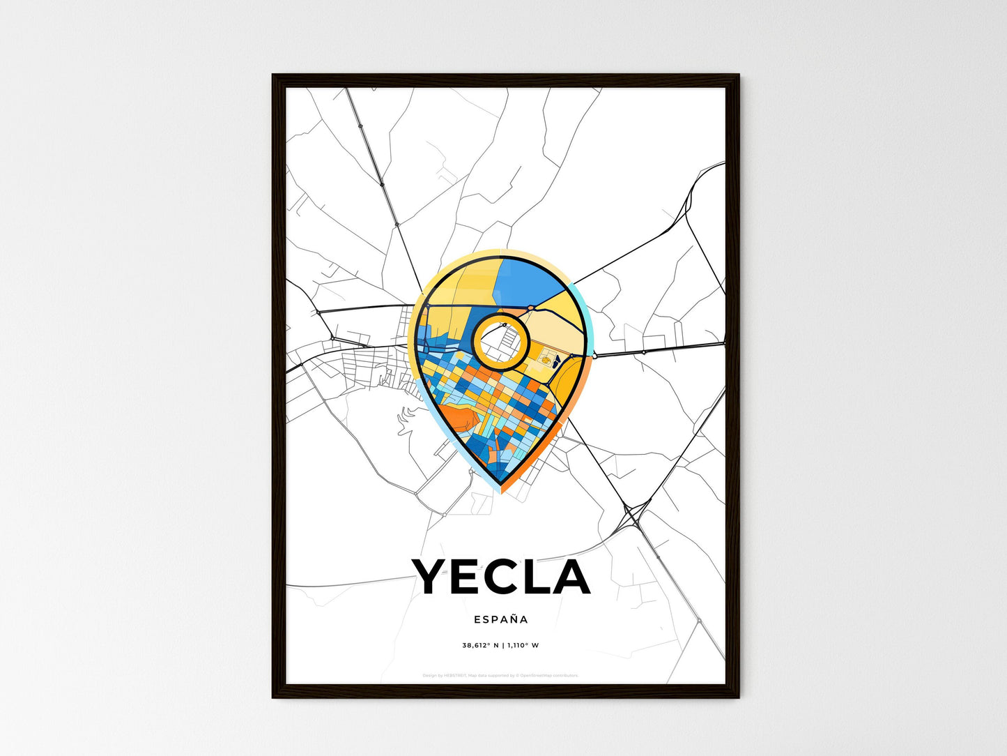 Yecla Spain wedding art map with pointer icon