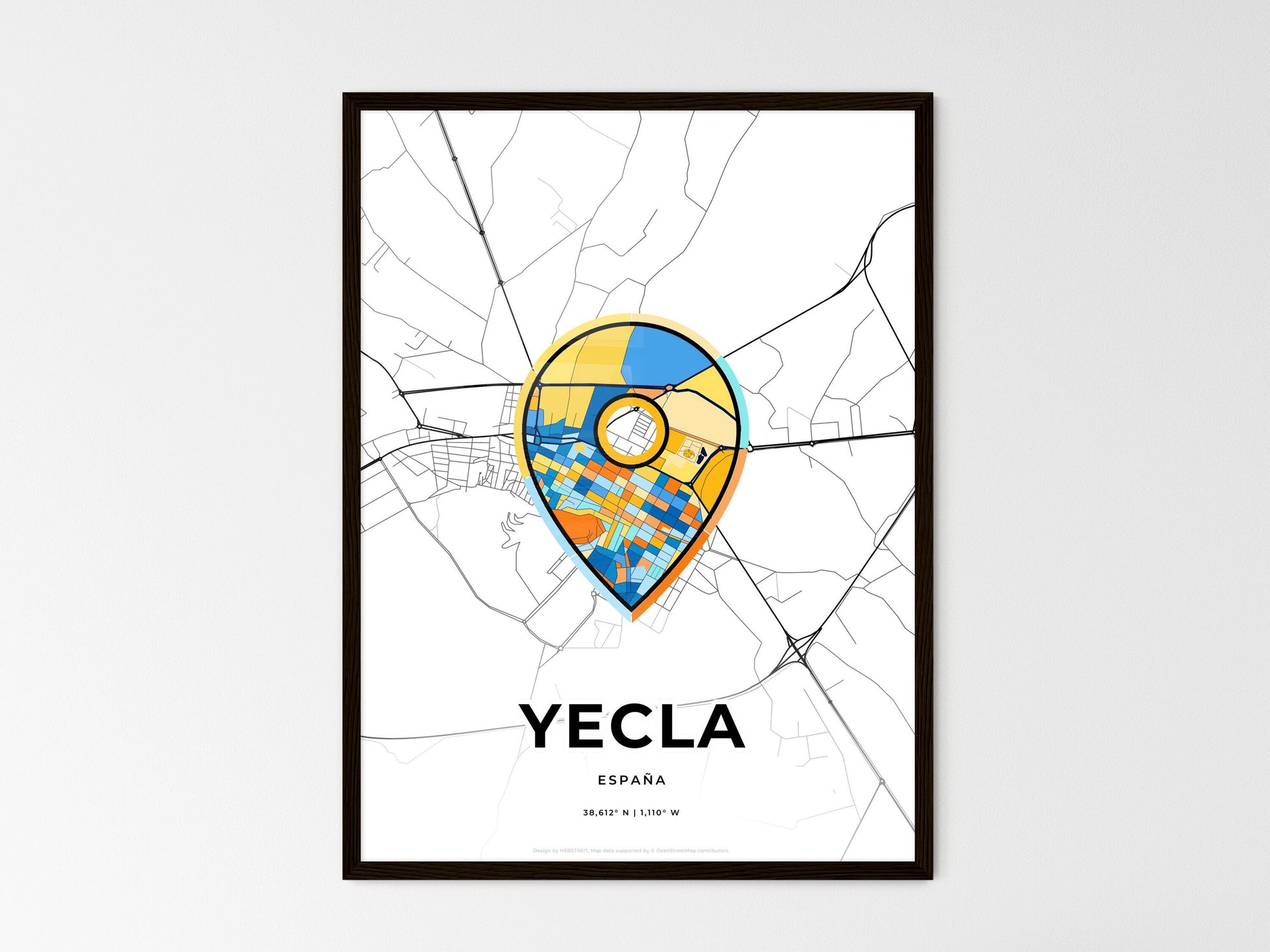 Yecla Spain wedding art map with pointer icon