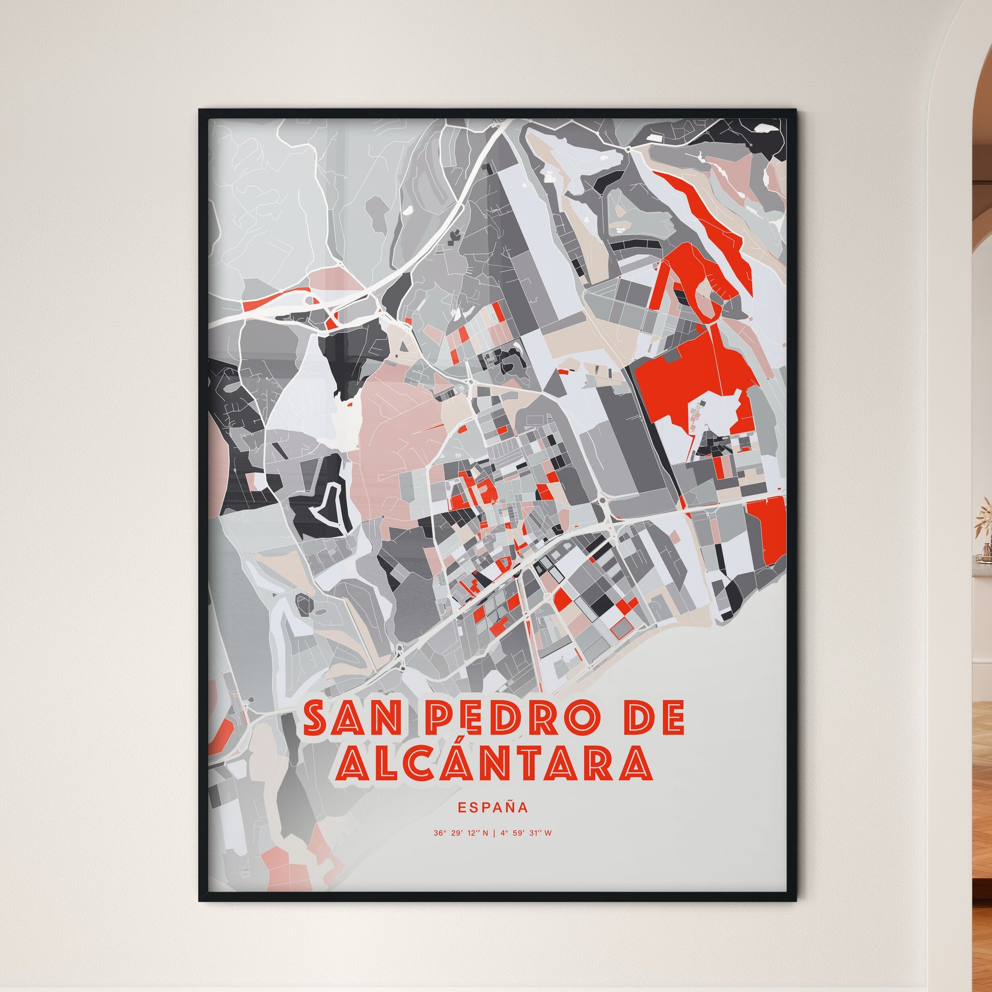 Colorful SAN PEDRO DE ALCÁNTARA SPAIN Fine Art Map Modern