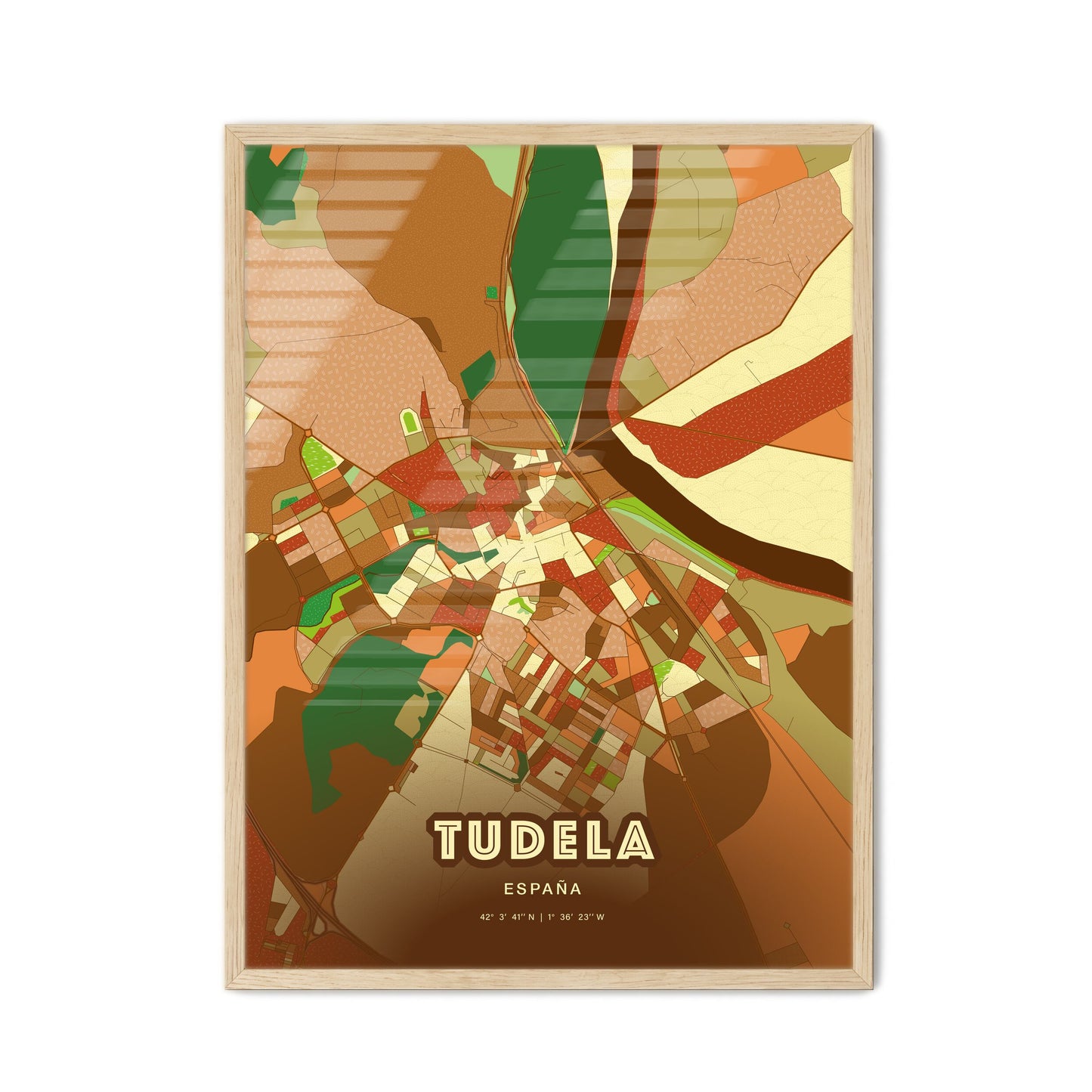 Colorful TUDELA SPAIN Fine Art Map Farmhouse