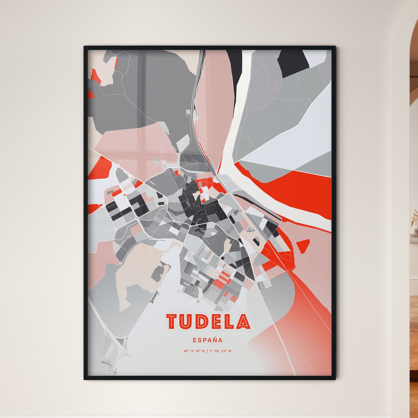 Colorful TUDELA SPAIN Fine Art Map Modern