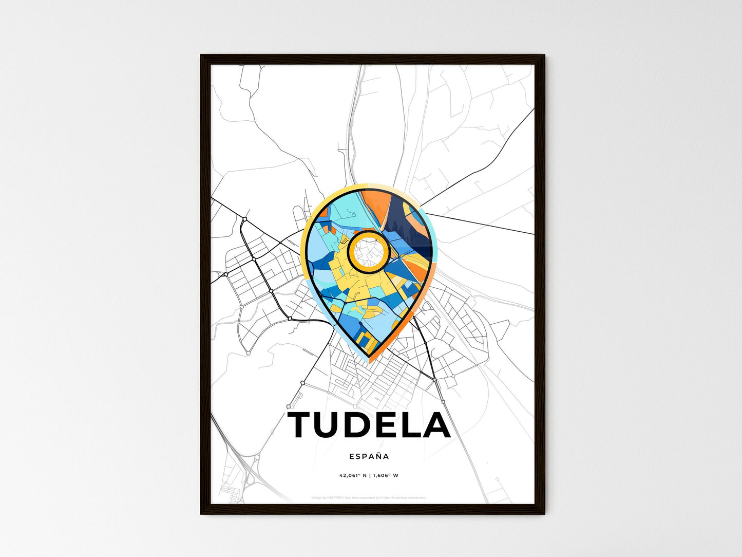 Tudela Spain wedding art map with pointer icon