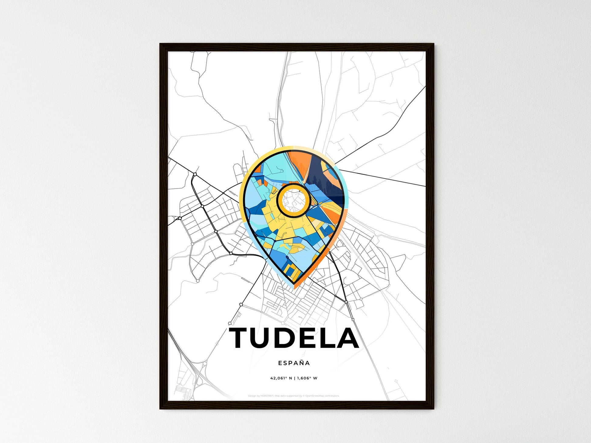 Tudela Spain wedding art map with pointer icon