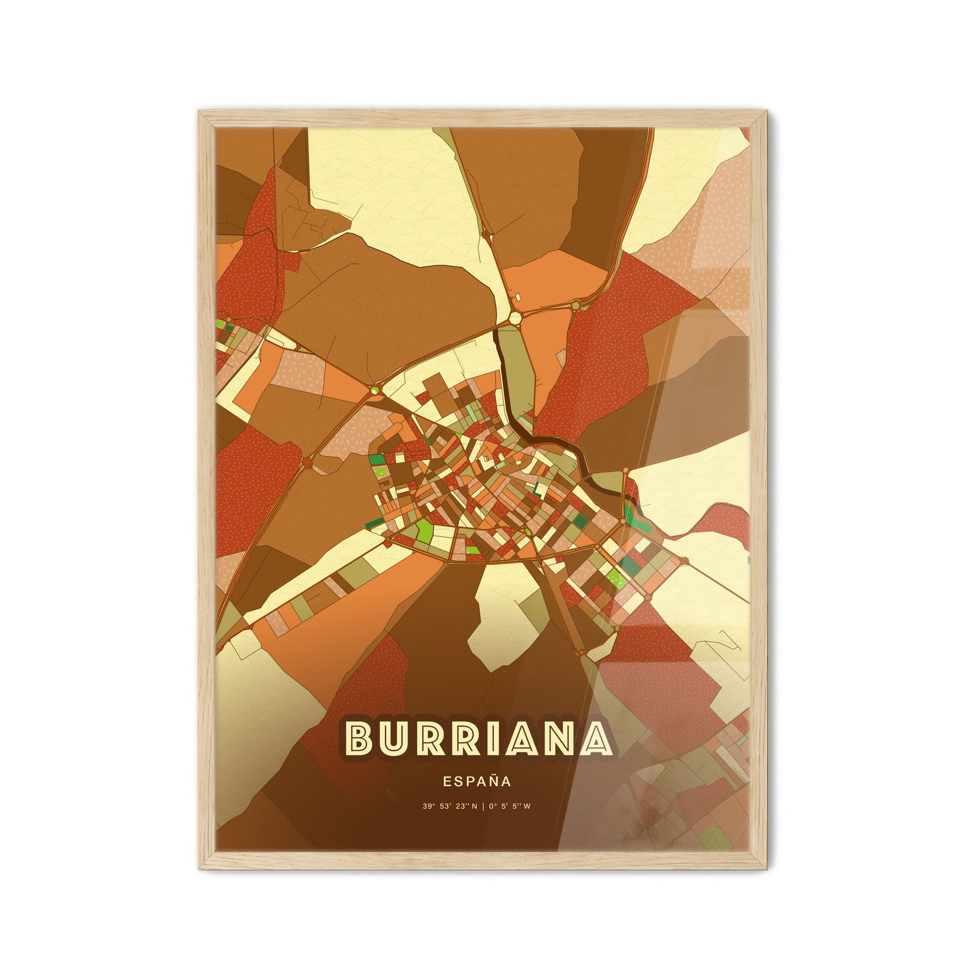 Colorful BURRIANA SPAIN Fine Art Map Farmhouse