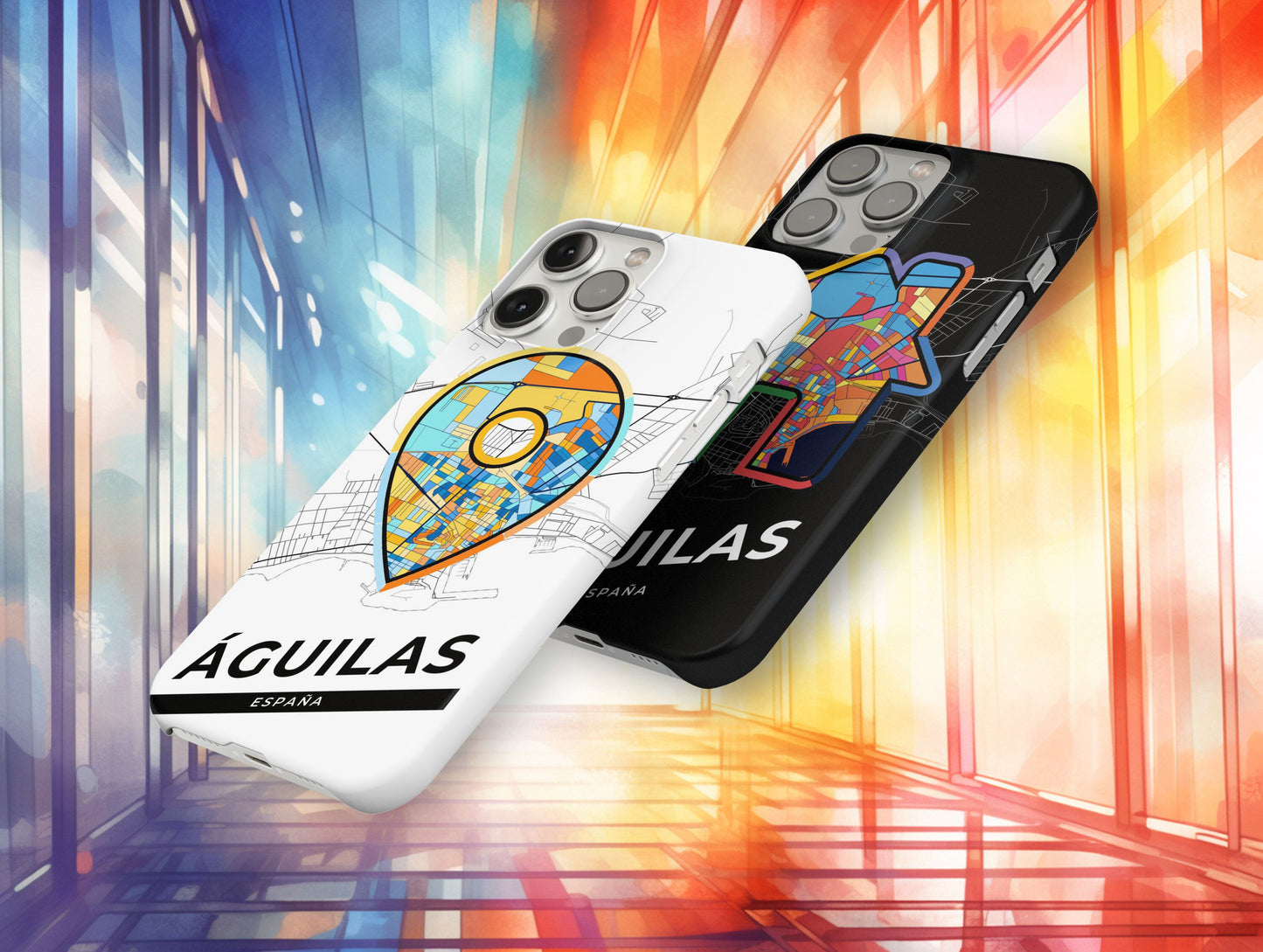 Águilas Spain slim phone case with colorful icon. Birthday, wedding or housewarming gift. Couple match cases.