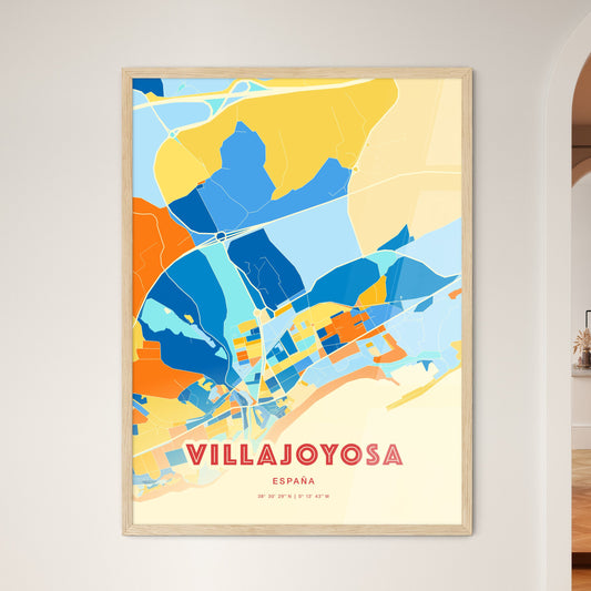 Colorful VILLAJOYOSA SPAIN Fine Art Map Blue Orange