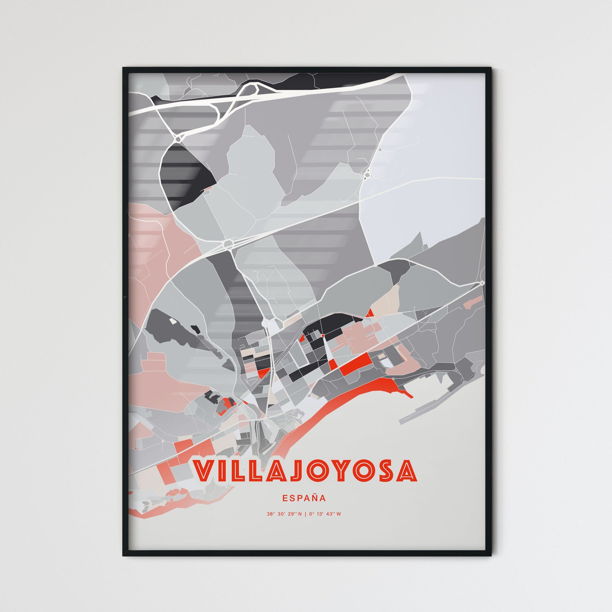 Colorful VILLAJOYOSA SPAIN Fine Art Map Modern