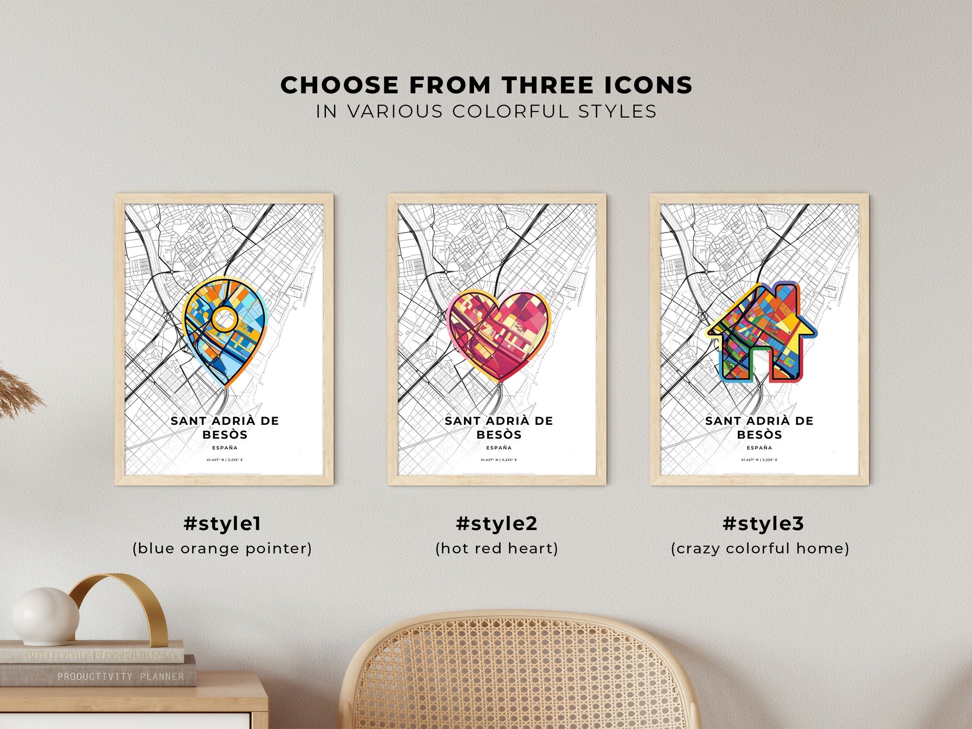 Sant Adrià De Besòs Spain maps with colorful icons