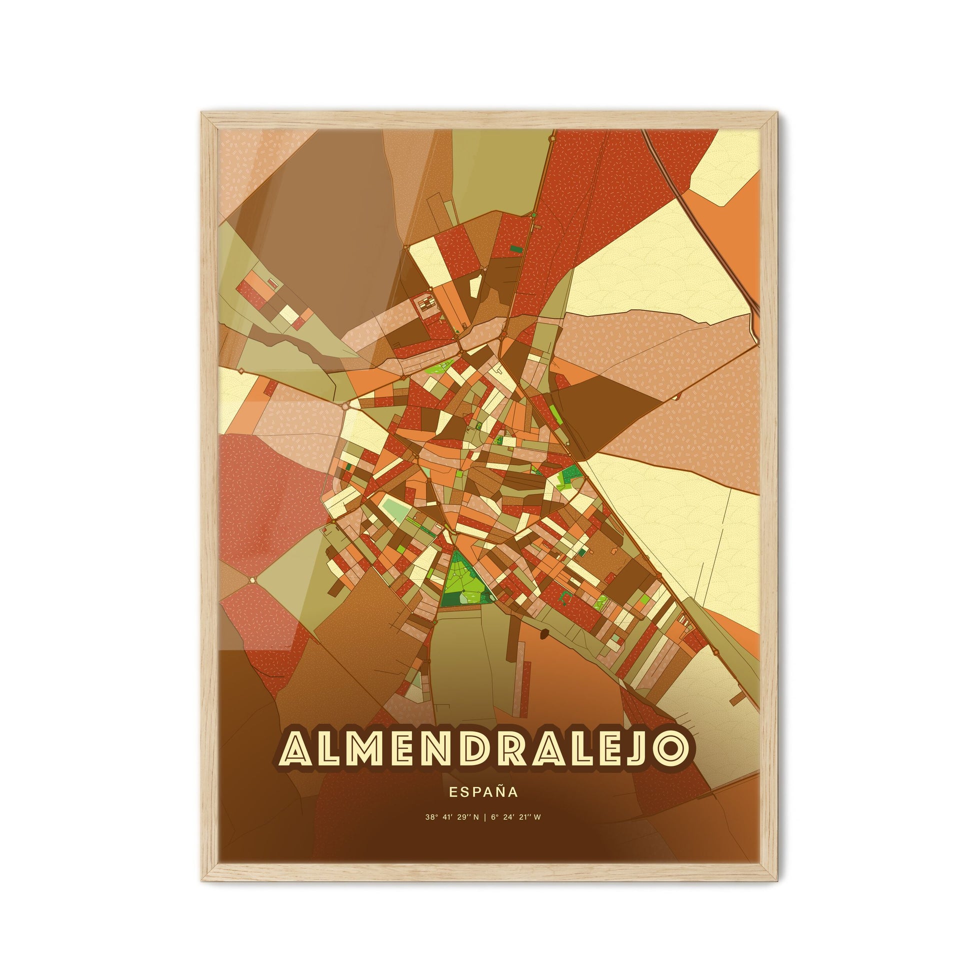 Colorful ALMENDRALEJO SPAIN Fine Art Map Farmhouse