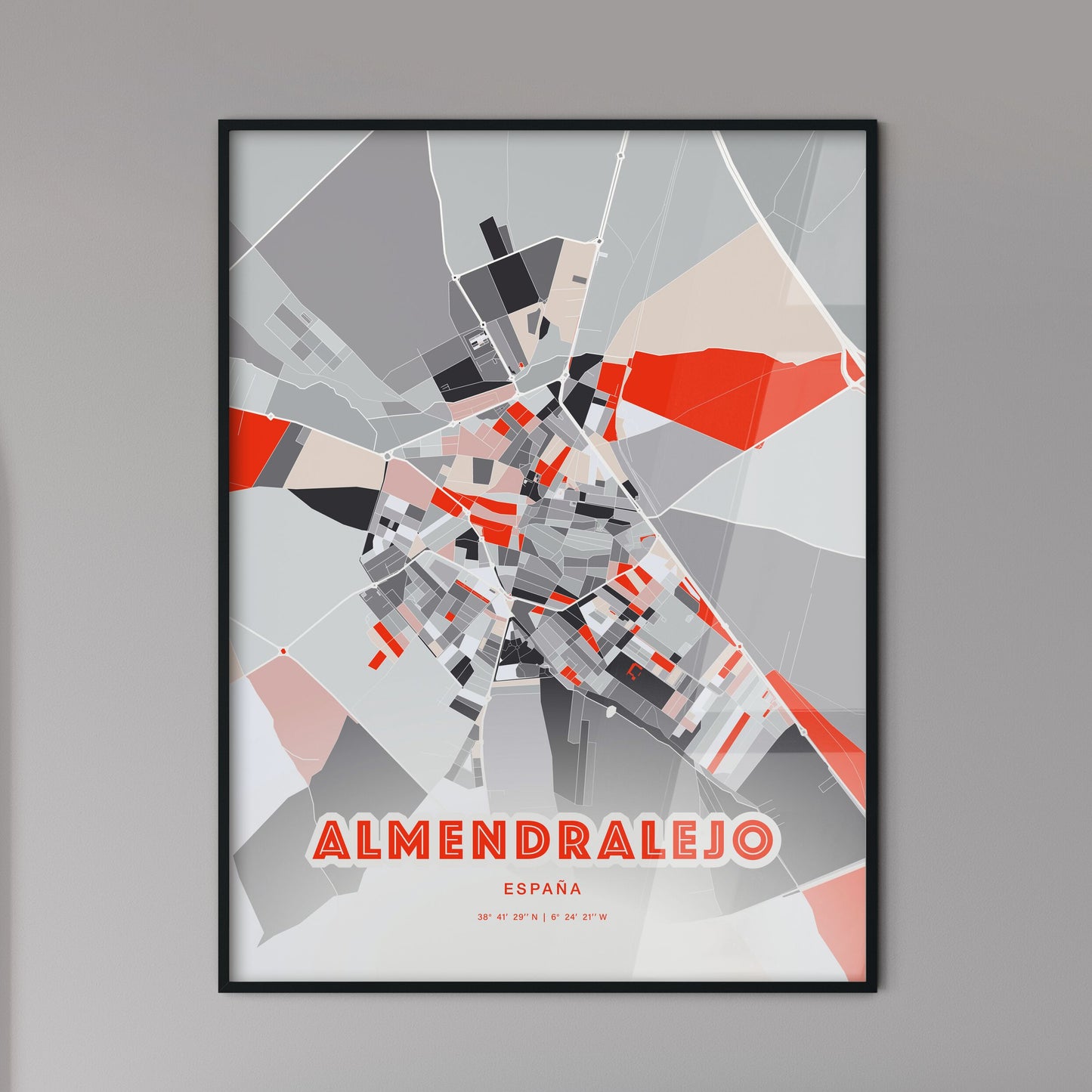 Colorful ALMENDRALEJO SPAIN Fine Art Map Modern