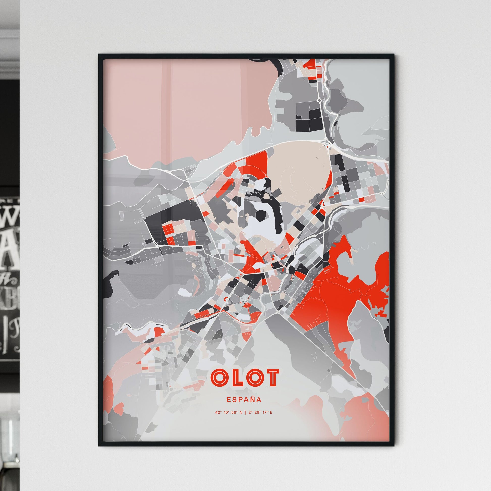 Colorful OLOT SPAIN Fine Art Map Modern