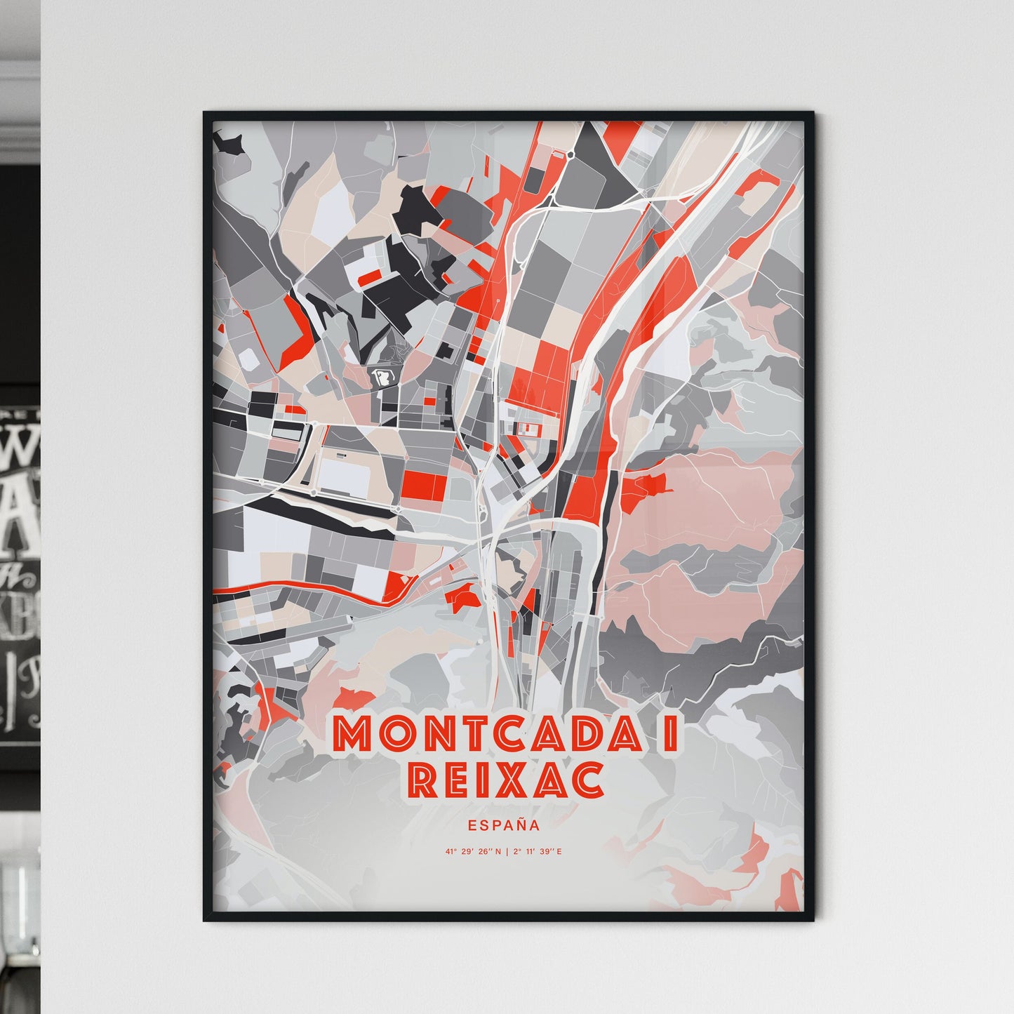 Colorful MONTCADA I REIXAC SPAIN Fine Art Map Modern