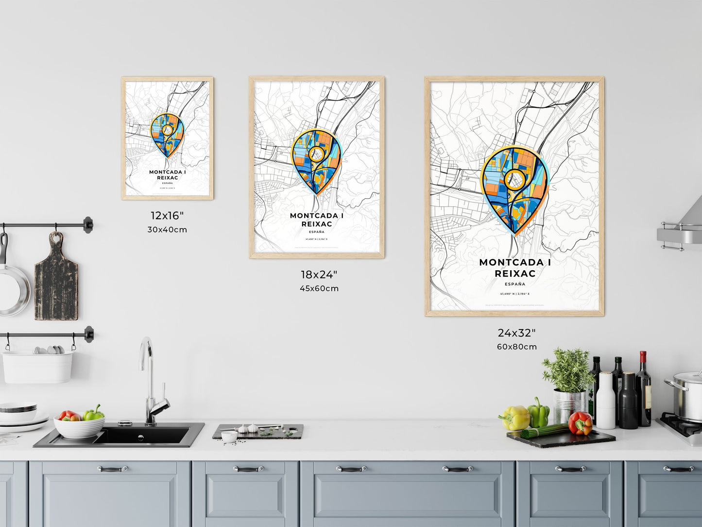 Montcada I Reixac Spain art map size chart