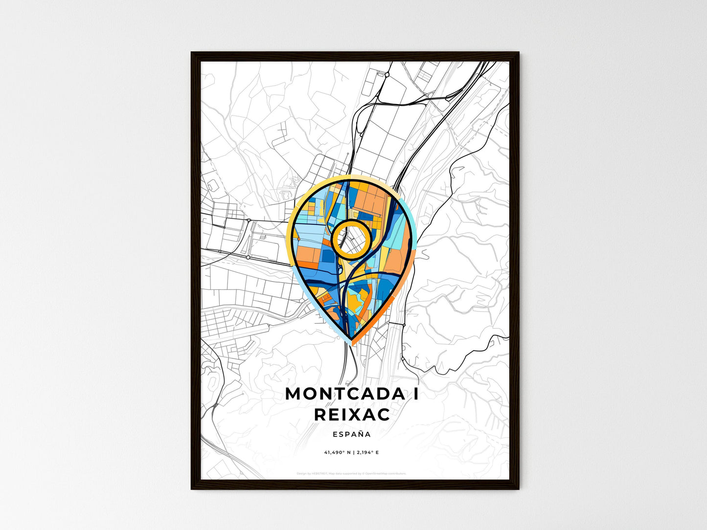 Montcada I Reixac Spain wedding art map with pointer icon