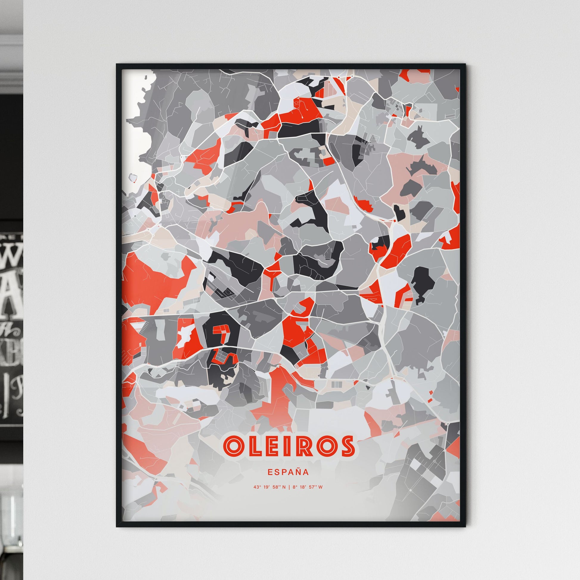 Colorful OLEIROS SPAIN Fine Art Map Modern